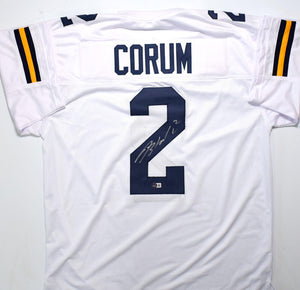 Blake Corum Autographed White College Style Jersey - Beckett W Hologram *Silver Image 1