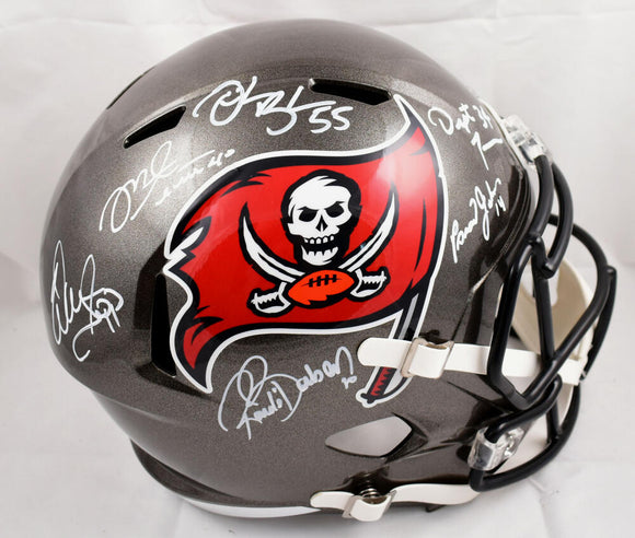 Sapp, Jackson, Johnson, Alstott, Brooks, Barber Signed Buccaneers F/S 97-13 Speed Helmet-Beckett W Hologram *White Image 1