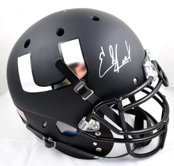 Ed Reed Autographed Miami Hurricanes F/S Schutt Authentic Helmet-Beckett W Hologram *Silver Image 1
