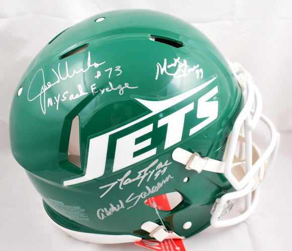 Sack Exchange Autographed New York Jets F/S 78-89 Speed Authentic Helmet - JSA W *Silver Image 1