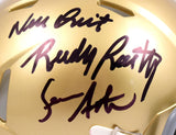 Rudy Ruettiger Sean Astin Signed Notre Dame Speed Mini Helmet W/Never Quit- Beckett W Hologram *Black Image 2