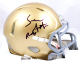 Sean Astin Autographed Notre Dame Speed Mini Helmet w/ Rudy - Beckett W Hologram *Black Image 1