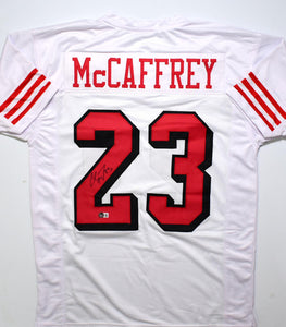 Christian McCaffrey Autographed Red Pro Style Jersey- Beckett Hologram Black  at 's Sports Collectibles Store