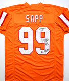 Warren Sapp Autographed Orange Pro Style Jersey w/3 Inscriptions -Beckett W Hologram *Black Image 1