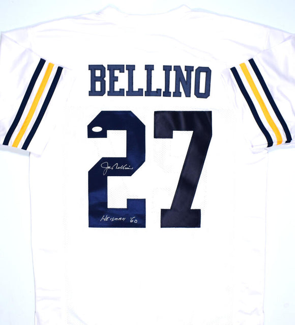 Joe Bellino Autographed White College Style Jersey W/Heisman- JSA W *Silver Image 1