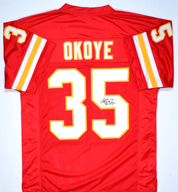 Christian Okoye Autographed Kansas City Chiefs Football Jersey JSA