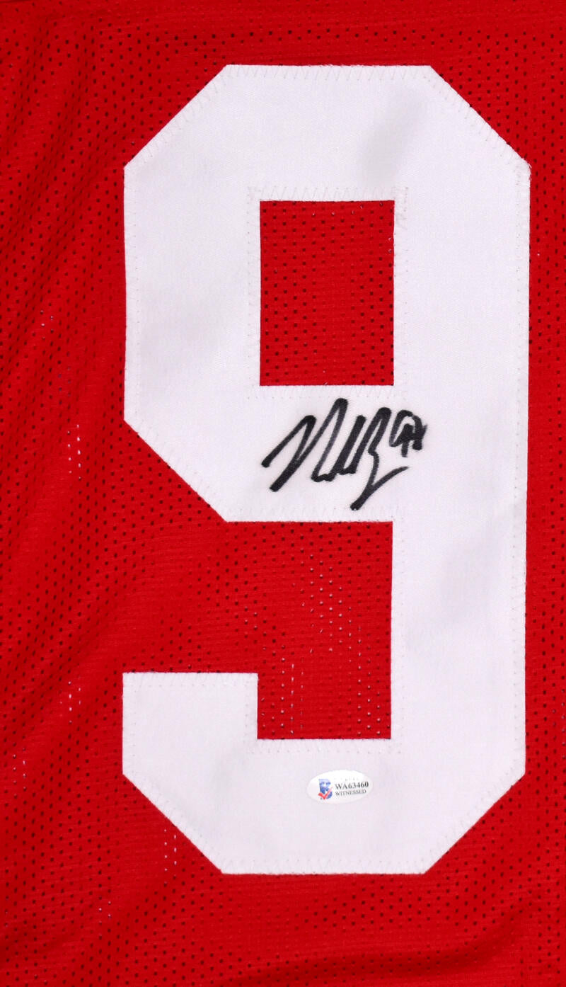 Nick Bosa Autographed Signed Red Pro Style Jersey- Beckett W Black