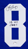 Amani Toomer Autographed Blue Pro Style Jersey w/SB Champs -Beckett W Hologram *Black Image 2