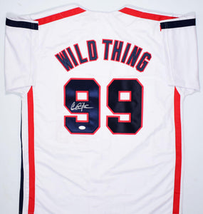 Charlie Sheen Autographed Major League Ricky 'Wild Thing' Vaughn Pro Style Jersey - JSA *Silver Image 1