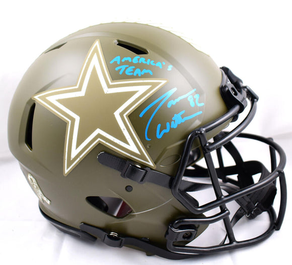 Jason Witten Autographed Cowboys F/S Salute to Service Speed Authentic w/America's Team Helmet- Beckett W Hologram *Blue Image 1