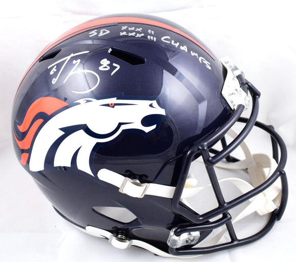 Ed McCaffrey Autographed Denver Broncos F/S Speed Helmet w/2x SB Champs - Beckett W Hologram *Silver Image 1