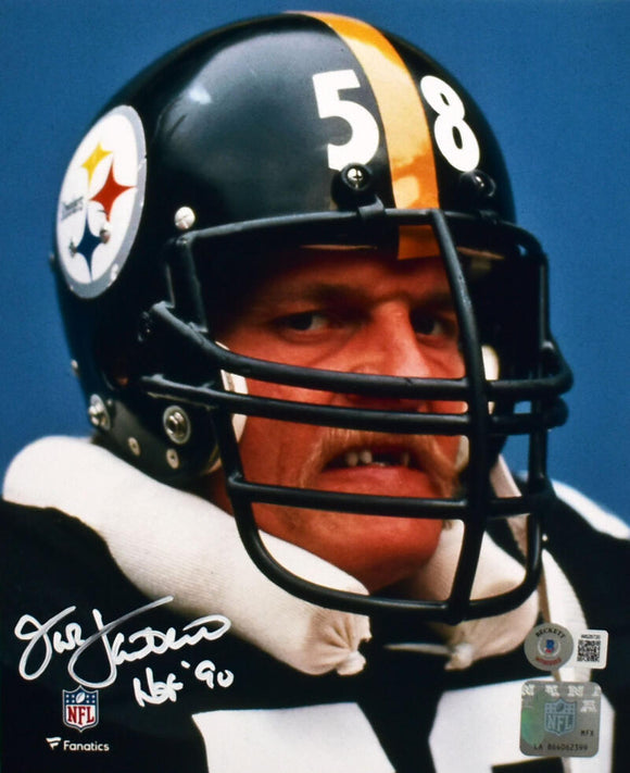 Jack Lambert Autographed Pittsburgh Steelers 8x10 Mean Close Up Photo w/HOF- Beckett W Hologram *White Image 1