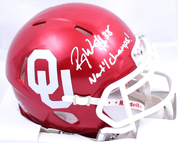 Roy Williams Autographed Oklahoma Sooners Speed Mini Helmet w/Natl Champs - Beckett W Hologram *White Image 1