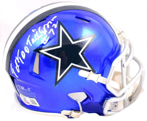 Ed "Too Tall" Jones Autographed Dallas Cowboys Flash Speed Mini Helmet- Beckett W Hologram *White Image 1