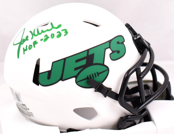 Joe Klecko Autographed New York Jets Lunar Speed Mini Helmet w/HOF-Beckett W Hologram *Green Image 1