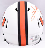 Clinton Portis Autographed Miami Hurricanes Lunar Speed Mini Helmet-Beckett W Hologram *Orange Image 3