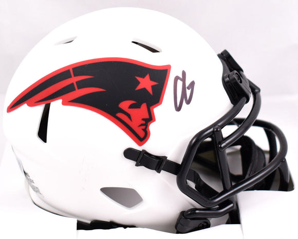 Christian Gonzalez Autographed New England Patriots Lunar Speed Mini Helmet-Beckett W Hologram *Black Image 1