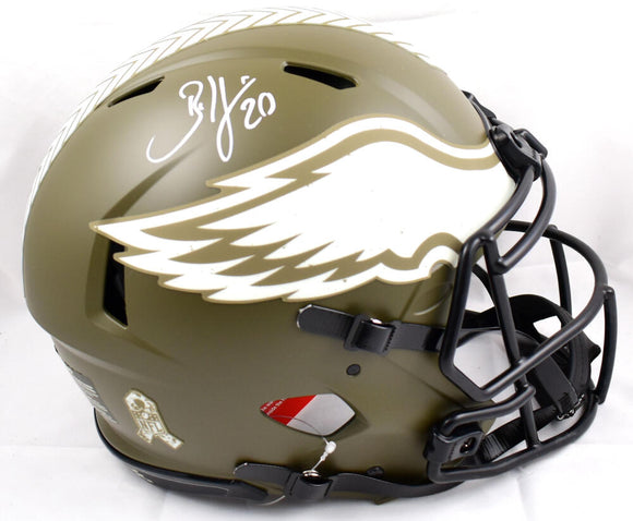 Brian Dawkins Autographed Eagles F/S Salute to Service Speed Authentic Helmet-Beckett W Hologram *White Image 1