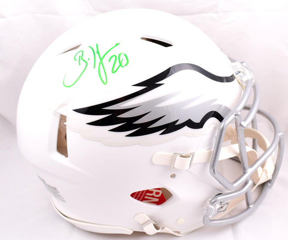 Brian Dawkins Autographed Eagles F/S Flat White Speed Authentic Helmet- Beckett W Hologram *Green Image 1