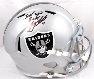 Sebastian Janikowski Autographed Raiders F/S Speed Helmet w/Just Win Baby-Beckett W Hologram *Black Image 1