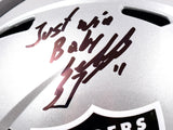 Sebastian Janikowski Autographed Raiders F/S Speed Helmet w/Just Win Baby-Beckett W Hologram *Black Image 2