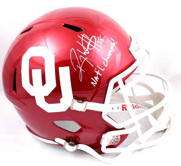 Roy Williams Autographed Oklahoma Sooners F/S Speed Helmet w/Natl Champs-Beckett W Hologram *White Image 1