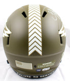 Brian Dawkins Autographed Eagles F/S Salute to Service Speed Helmet-Beckett W Hologram *White Image 3