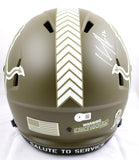 Hendon Hooker Autographed Detroit Lions F/S Salute to Service Speed Helmet - Beckett W Hologram *White Image 3