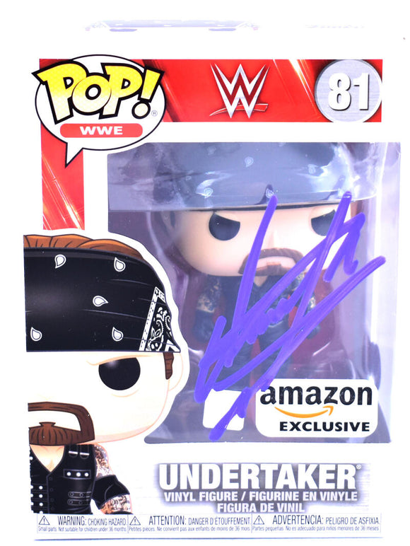 Undertaker Autographed WWE Funko Pop Figurine #81- Beckett W Hologram *Purple Image 1