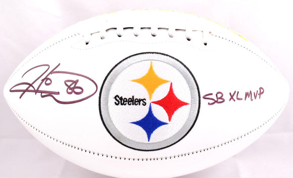 Hines Ward Autographed Pittsburgh Steelers Logo Football w/SB MVP- Beckett W Hologram *Black Image 1