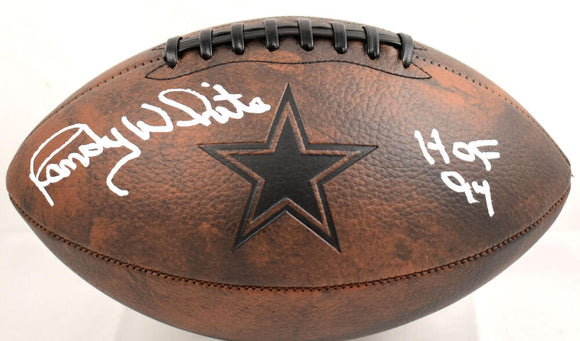 Randy White Autographed Dallas Cowboys Distressed Logo Football w/HOF- Beckett W Hologram *White Image 1