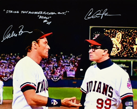 Charlie Sheen/Corbin Bernsen Autographed Major League 16x20 Photo- Beckett W / JSA *White Image 1