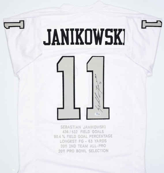 Sebastian Janikowski Autographed Black Pro Style STAT Jersey