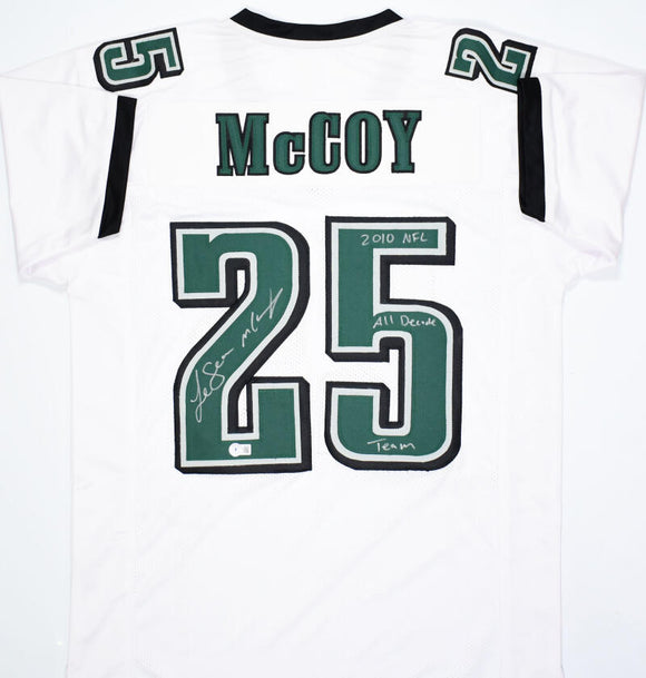 LeSean McCoy Autographed Green Pro Style Jersey w/ Fly Eagles Fly