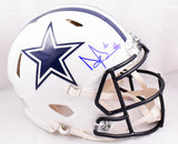 Dak Prescott Autographed Cowboys F/S Flat White Speed Authentic Helmet - Beckett W Hologram *Blue Image 1