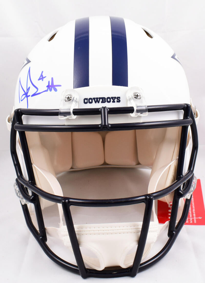 Dak Prescott Autographed Dallas Cowboys F/S Flat White Speed Helmet- B –  The Jersey Source