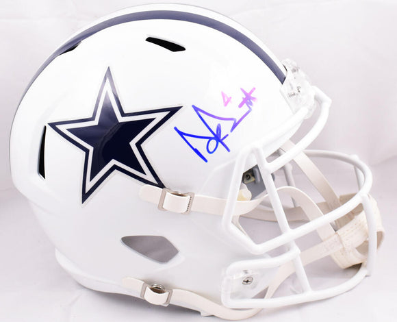 Dak Prescott Autographed Dallas Cowboys F/S ALT 2022 Speed Helmet-Beckett W Hologram *Light Blue Image 1