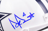 Dak Prescott Autographed Dallas Cowboys F/S ALT 2022 Speed Helmet-Beckett W Hologram *Light Blue Image 2