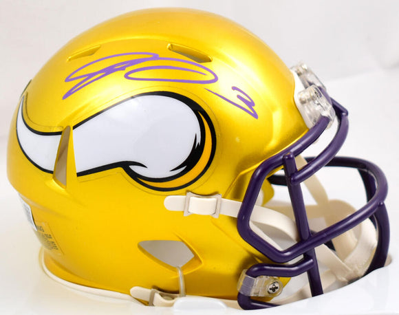 Jordan Addison Autographed Minnesota Vikings Flash Speed Mini Helmet- Beckett W Hologram *Purple Image 1