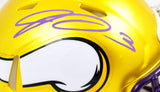 Jordan Addison Autographed Minnesota Vikings Flash Speed Mini Helmet- Beckett W Hologram *Purple Image 2