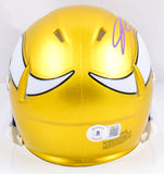Jordan Addison Autographed Minnesota Vikings Flash Speed Mini Helmet- Beckett W Hologram *Purple Image 3