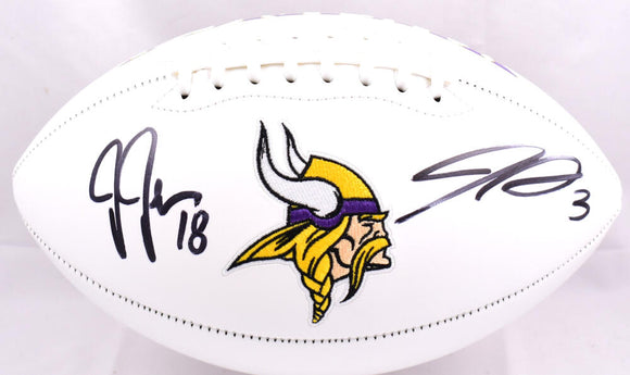 Justin Jefferson Jordan Addison Autographed Minnesota Vikings Logo Football-Beckett W Hologram *Black Image 1
