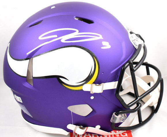 Jordan Addison Autographed Minnesota Vikings F/S Speed Authentic Helmet- Beckett W Hologram *Silver Image 1
