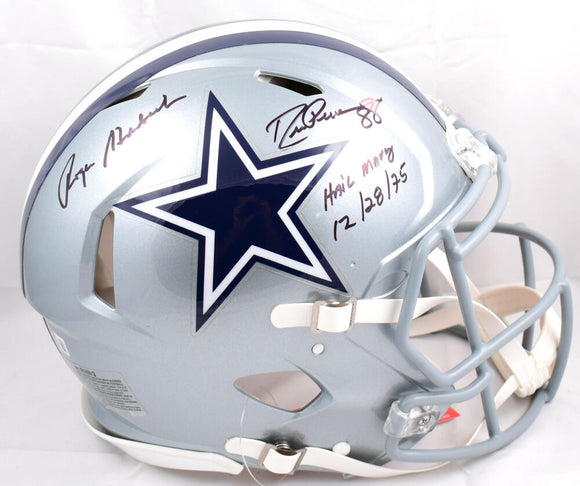 Drew Pearson Roger Staubach Autographed Dallas Cowboys F/S Speed Authentic Helmet-Beckett W Hologram *Black Image 1