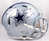 Drew Pearson Roger Staubach Autographed Dallas Cowboys F/S Speed Helmet-Beckett W Hologram *Black Image 1