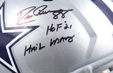 Drew Pearson Roger Staubach Autographed Dallas Cowboys F/S Speed Helmet-Beckett W Hologram *Black Image 3