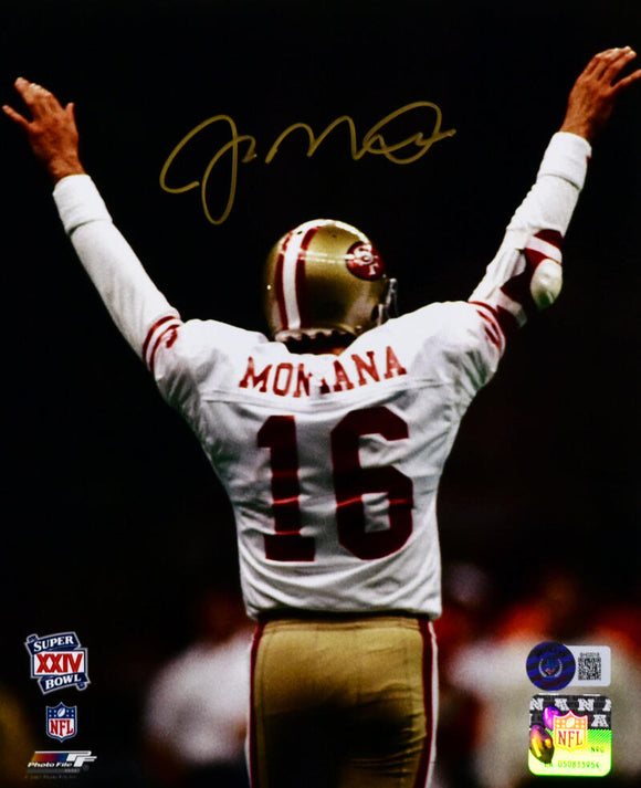 Joe Montana Autographed San Francisco 49ers 8x10 Photo SB Arms Raised - Beckett Hologram *Gold Image 1