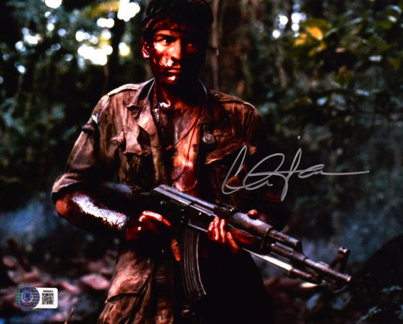 Charlie Sheen Autographed Platoon 8X10 Close UP Photo- Beckett W Hologram *Silver Image 1