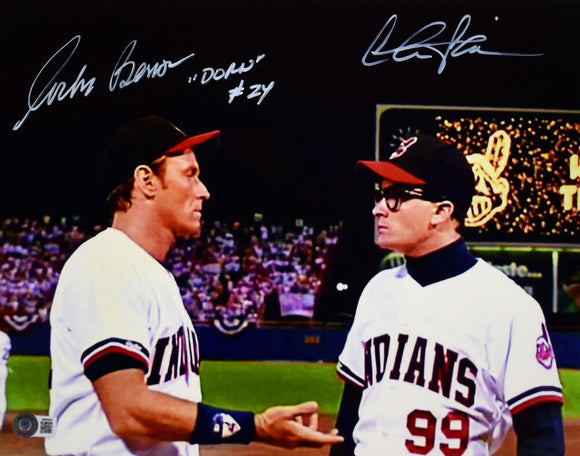 Charlie Sheen Corbin Bernsen Autographed 11x14 Major League Photo- Beckett W Hologram *White Image 1