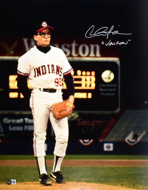 Charlie Sheen Autographed Major League 16x20 On Mound Photo w/Vaughn - Beckett W Hologram *Silver Image 1